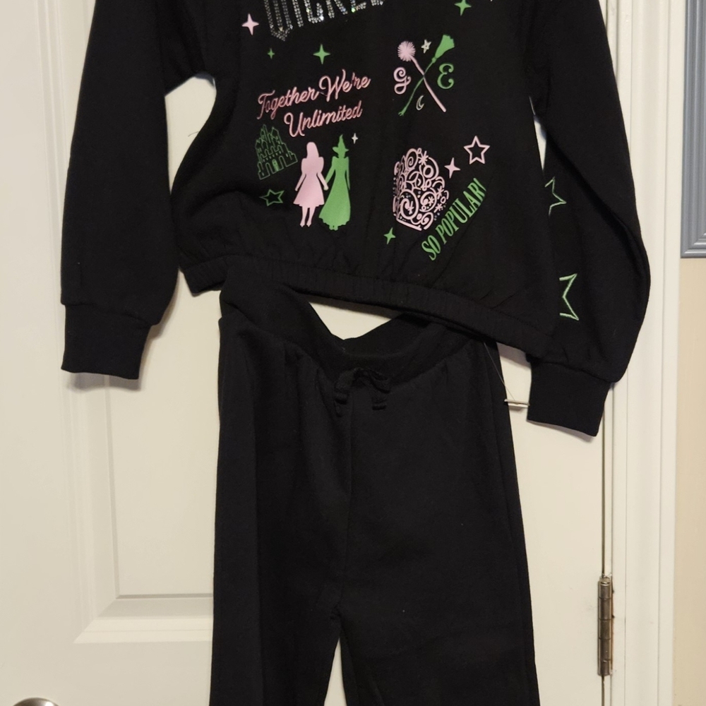 WICKED girls Black Jogger Set with Graphic Design